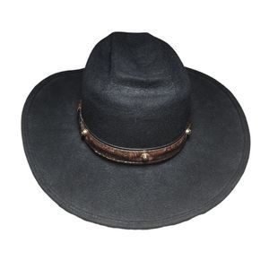 The Rancher Black Wool Leather Studded accent Cowboy Hat